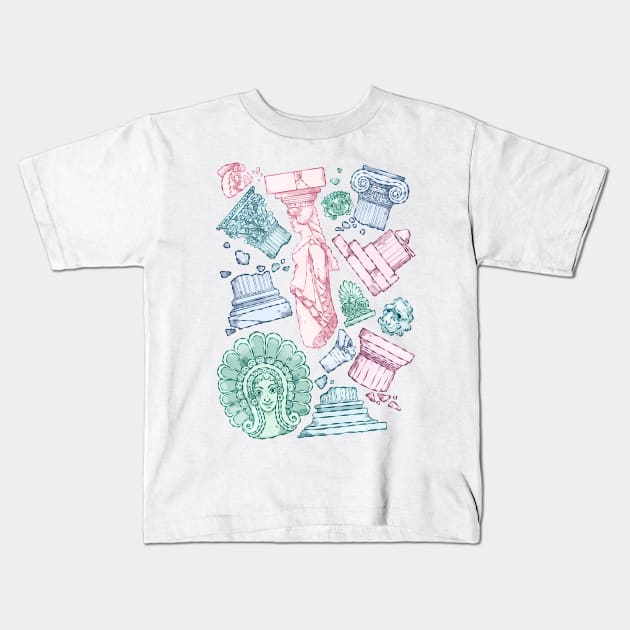 Greek Architectural Elements Kids T-Shirt by fabiomancini